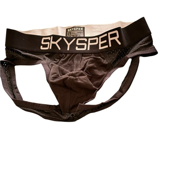 SKYSPER Men's Jockstrap Breathable Mesh Jock Male Underwear Sz L Black New - Picture 3 of 5